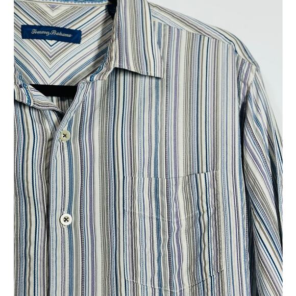 Tommy Bahama Silk Button Down Light Weight Long Sleeve Casual Preppy Men Large - Picture 7 of 9